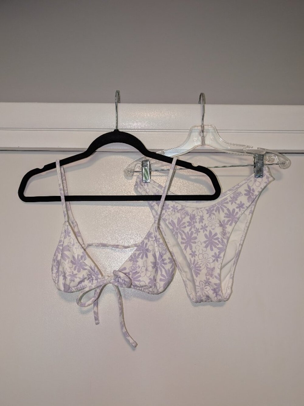 LA Hearts by PacSun Purple and White Floral Print Terry Cloth Bikini